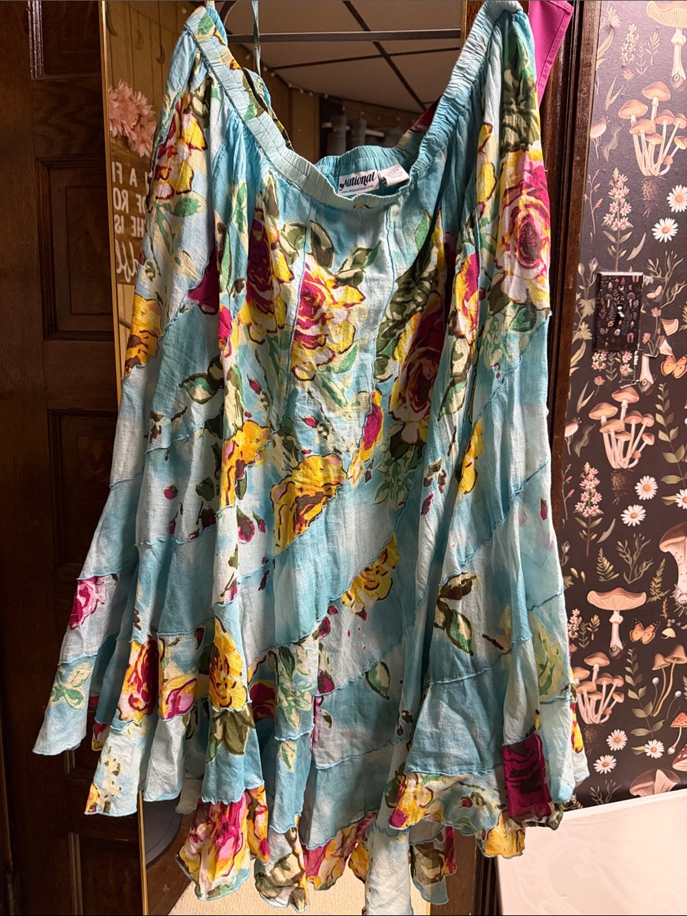 Light Blue Floral Tiered Skirt 3x.  Dreamy and beautiful